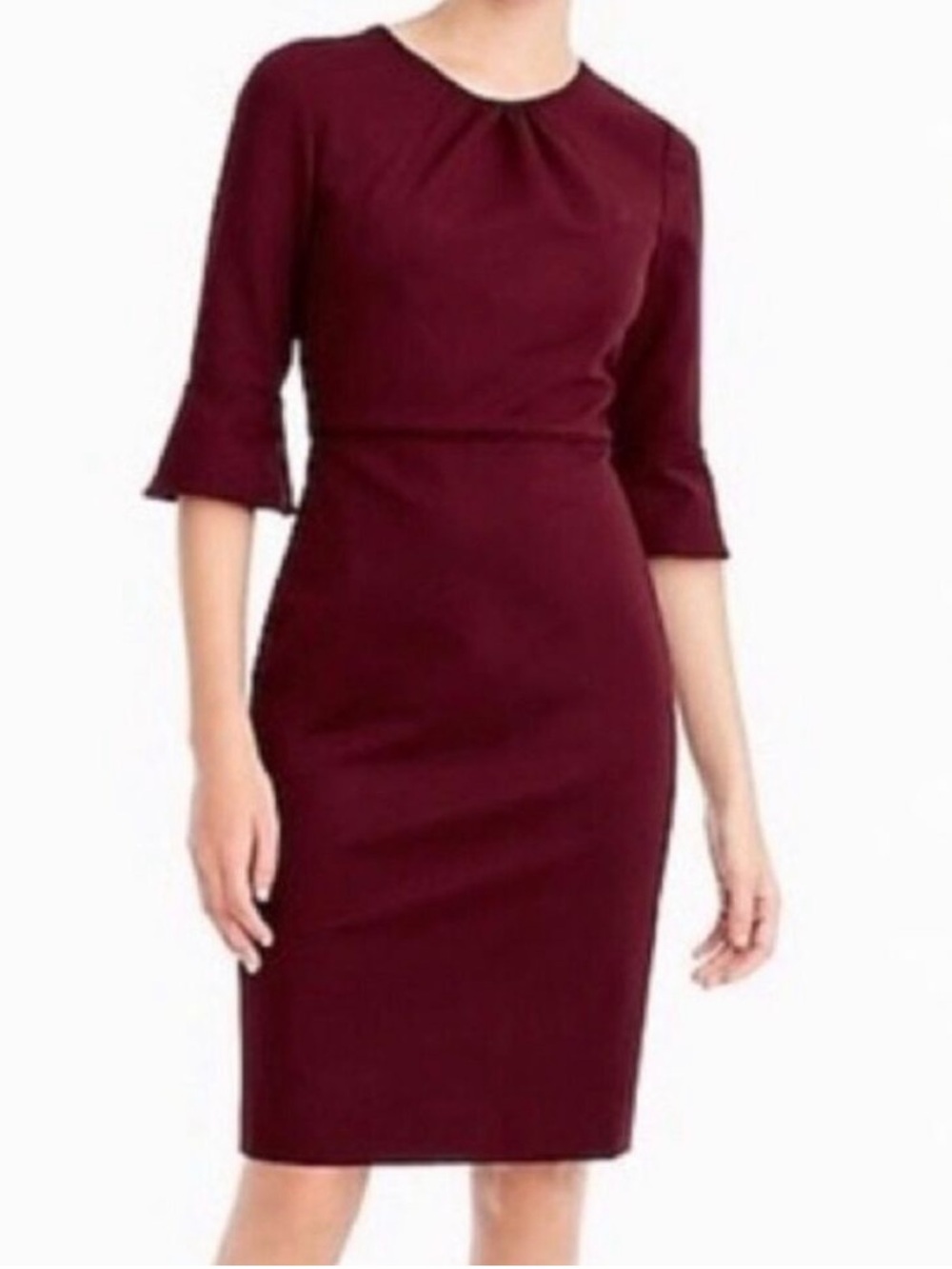 Burgundy Ruffled Sleeve Sheath Mini Dress